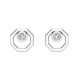 Diamond Earrings Octagon Shape Studs Bezel Settings 10K Gold-J,SI2-I1 - White Gold