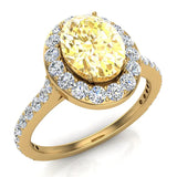 Citrine & Diamond Halo Ring 14K Gold November Birthstone - Yellow Gold