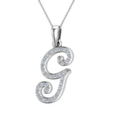 Initial pendant G Letter Charms Diamond Necklace 18K Gold-G,VS - White Gold