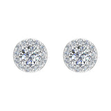 1.40 Ct Halo Diamond Stud Earrings 14K White Gold 5mm Round Center-G,SI - White Gold