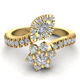 Blooming Flower Plant Bypass Style Diamond Ring 0.65 cttw 14K Gold-G,SI - Yellow Gold