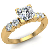Princess  Diamond Engagement Ring for Women 5-stone Ring 14K Gold-I,I1 - Yellow Gold