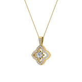 Floral Pattern Diamond Necklace 14K Gold-L,I2 - Yellow Gold