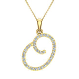 Initial pendant O Letter Charms Diamond Necklace 14K Gold-G,I1 - Yellow Gold