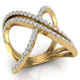 0.75 Ct Multi Row Diamond Cocktail Knuckle Ring 14K Gold (G,SI) - Yellow Gold