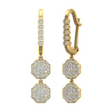 Octagon Diamond Dangle Earrings Dainty Drop Style 14K Gold 1.11 ct-I,I1 - Yellow Gold