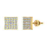 Sharp & Edgy Square illusion plate Stud Earrings 0.48 ct 14K Gold-I,I1 - Yellow Gold