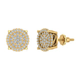 Diamond Cluster Earrings Round Cut Diamond Studs 14K Gold 0.50 ct-G,SI - Yellow Gold