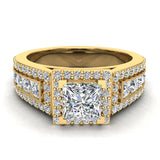 Princess Cut Diamond Engagement Ring Halo Rings 14K Gold 1.82 ct-G,I1 - Yellow Gold