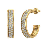 19.63 mm Diameter Dual row Pave Set Diamond Hoop Earrings 1.50 ct 14K Gold-I,I1 - Yellow Gold
