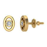 0.10 ct Diamond Earrings Oval Shape Stud Bezel Settings 10K Gold-J,SI2 - Yellow Gold