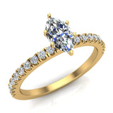 Marquise Solitaire Petite Diamond Engagement Rings 14K Gold 0.65 ct-I,I1 - Yellow Gold