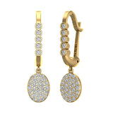 Oval Diamond Dangle Earrings Dainty Drop Style 14K Gold 0.70 ct-I,I1 - Yellow Gold