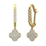 Clover Diamond Dangle Earrings Dainty Drop Style 14K Gold 0.80 ct-I,I1 - Rose Gold