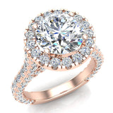 Moissanite Halo Engagement Rings for Women 14k Gold 4.30 carat-G,SI - Rose Gold
