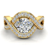 Solitaire Diamond Infinity Loop Setting 1.44 cttw 18k Gold (G,VS) - Yellow Gold