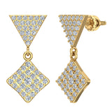 Square Diamond Dangle Earrings 18K Gold 0.80 ct-G,VS - Yellow Gold