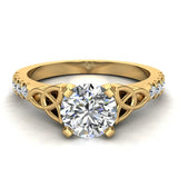 0.90 Carat Art Deco Trinity Knot Solitaire Wedding Ring 14K Gold-I,I1 - Yellow Gold