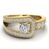 14K Gold Diamond Buckle Ring Glitz Design (I,I1) - Yellow Gold