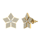 18K Gold Wild-Flower Petal Diamond Stud Earrings ½ ct-G,VS - Yellow Gold