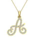 Initial pendant A Letter Charms Diamond Necklace 14K Gold-G,I1 - Yellow Gold