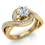 1.00 ct Intertwined Diamond Engagement Ring Twisted Shank 14K Gold-SI - Yellow Gold