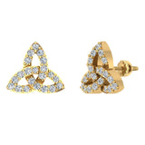 Celtic Knot Pave Diamond Stud Earrings ½ ct 14K Gold-I,I1 - Yellow Gold