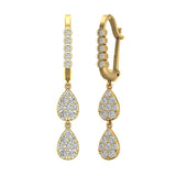 Teardrop Diamond Dangle Earrings Dainty Drop Style 14K Gold 0.92 ct-G,SI - Yellow Gold