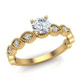 Milgrain Round Diamond Engagement Ring Luscious Marquise Design 14K Gold 0.60 ct-G,SI - Yellow Gold