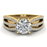 Magnificent Round Diamond Trio Engagement Ring 1.40 ctw 18K Gold-SI - Yellow Gold
