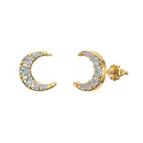 Moon Crescent Shape Pave Diamond Earrings 0.48 ct 14K Gold-I,I1 - Yellow Gold
