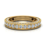Antique Milgrain Accented Diamond Wedding Ring Band 1.22 ctw 14K Gold Glitz Design (G,I1) - Yellow Gold