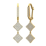 Square Diamond Dangle Earrings Dainty Drop Style 14K Gold 1.10 ct-I,I1 - Yellow Gold