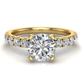 Solitaire Diamond Simple Straight Shank Engagement Ring 14K Gold-I1 - Yellow Gold