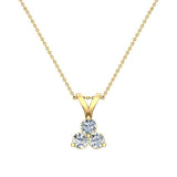 18K Gold Necklace Three Stone Diamond Pendant 0.75 ct-VS - Yellow Gold