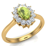 August Birthstone Peridot Oval 14K Gold Diamond Ring 0.80 ct tw - Yellow Gold