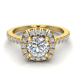 Ravishing Round Cushion Halo Diamond Wedding Ring 1.15 ctw 18K Gold (G,SI) - Yellow Gold