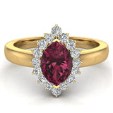 January Birthstone Garnet Marquise 14K Gold Diamond Ring 1.00 ct tw - Yellow Gold