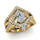 1.75 Ct Moissanite Pear Cut Wedding Ring Set 14K Gold Glitz Design-I,I1 - Yellow Gold