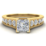 1.32 ctw Riviera Shank Princess Cut Diamond Engagement Ring 18K Gold-G,VS - Yellow Gold