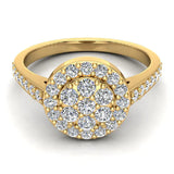 Dainty Flower Cluster Diamond Halo Engagement Ring 0.78 ctw 14K Gold (G,I1) - Yellow Gold
