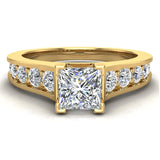 1.32 ctw Riviera Shank Princess Cut Diamond Engagement Ring 14K Gold-F,VS - Yellow Gold