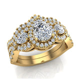 Infinity Style Pear Moissanite Halo Diamond Wedding Ring Set 14K Gold-I,I1 - Yellow Gold