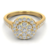 Dainty Flower Cluster Diamond Halo Engagement Ring 0.78 ctw 14K Gold (I,I1) - Yellow Gold