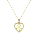 Heart Necklace 18K Gold Diamond Halo with Exquisite Styling-G,SI - Yellow Gold