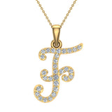 Initial pendant F Letter Charms Diamond Necklace 18K Gold-G,VS - Yellow Gold