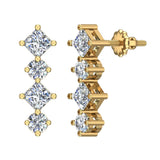Simplistic Square and Dot Motif Dangle Diamond Earrings 18K Gold 1.64 ct-G,VS - Yellow Gold
