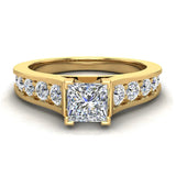 Princess Cut Diamond Engagement Ring Riviera Shank 1.07 ctw 14K Gold-H,SI - Yellow Gold