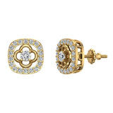 18K Gold Diamond Stud Earrings Cushion Shape 0.67 carat-G,VS - Yellow Gold
