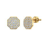 Neolithic Hexagon Pave Diamond Stud Earrings 1/2 ct 14K Gold-I,I1 - Rose Gold